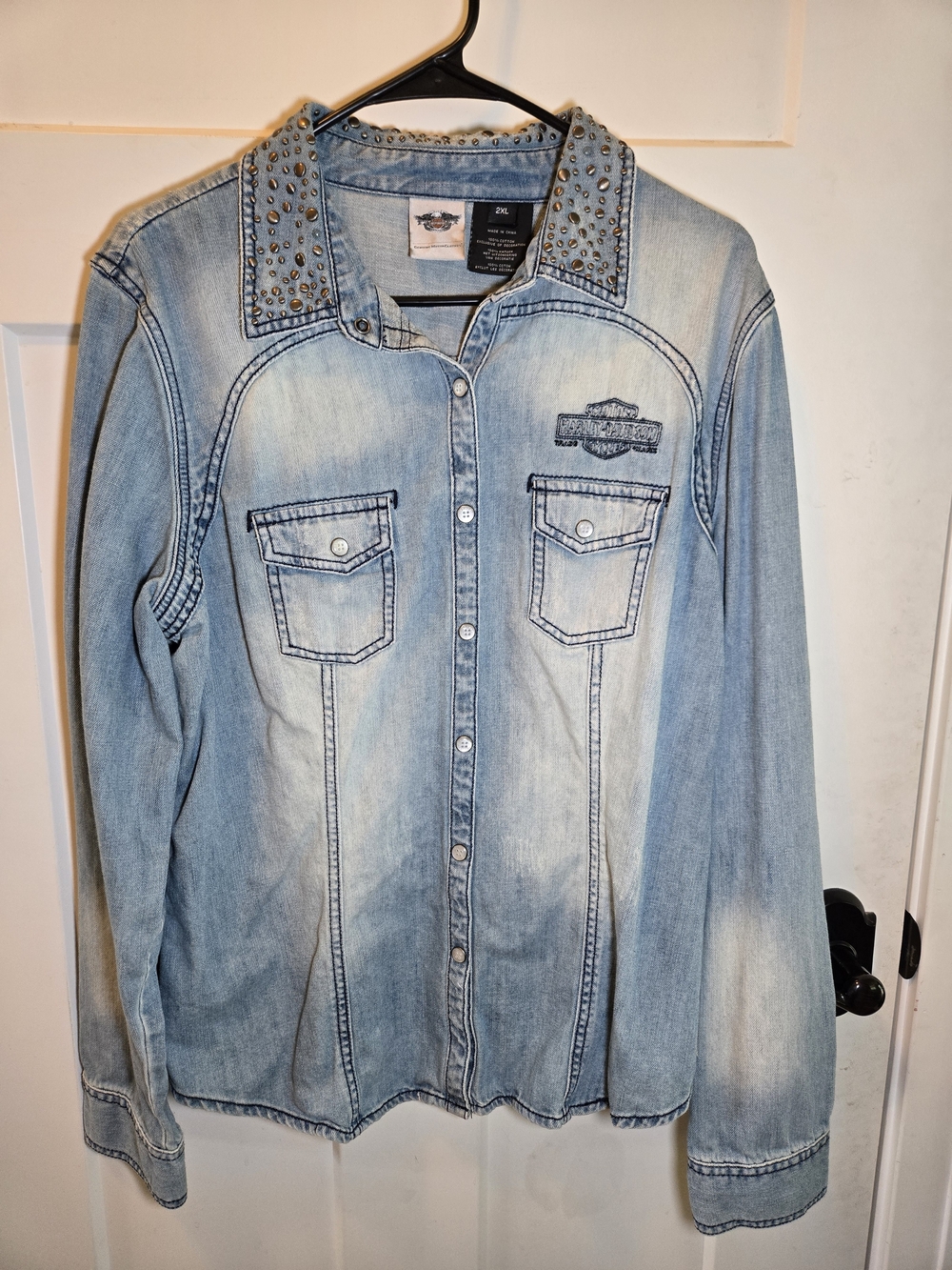 Harley-Davidson Light Wash Studded Denim Jacket - Women's